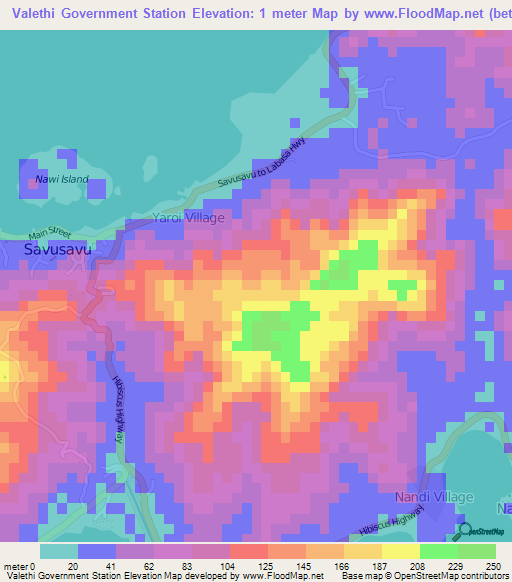 Valethi Government Station,Fiji Elevation Map
