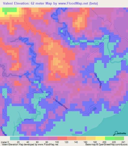 Valeni,Fiji Elevation Map
