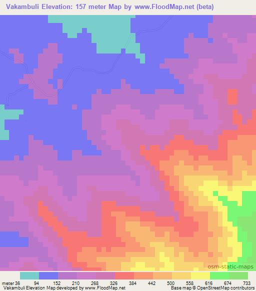 Vakambuli,Fiji Elevation Map