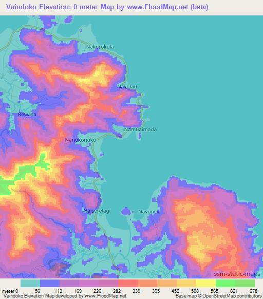 Vaindoko,Fiji Elevation Map