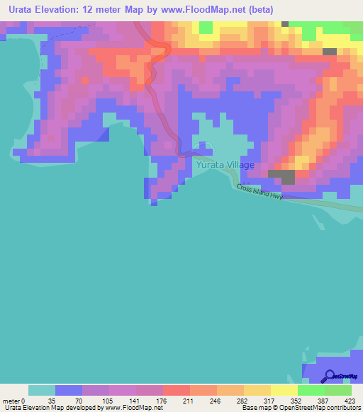 Urata,Fiji Elevation Map