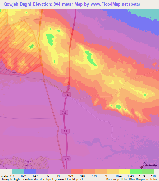 Qowjeh Daghi,Iran Elevation Map