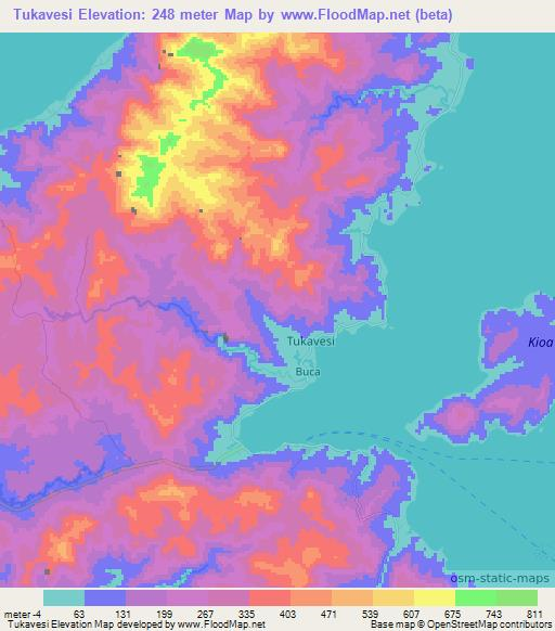 Tukavesi,Fiji Elevation Map