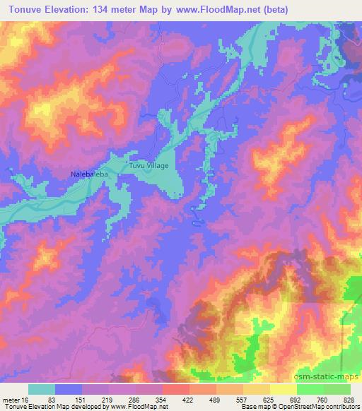 Tonuve,Fiji Elevation Map