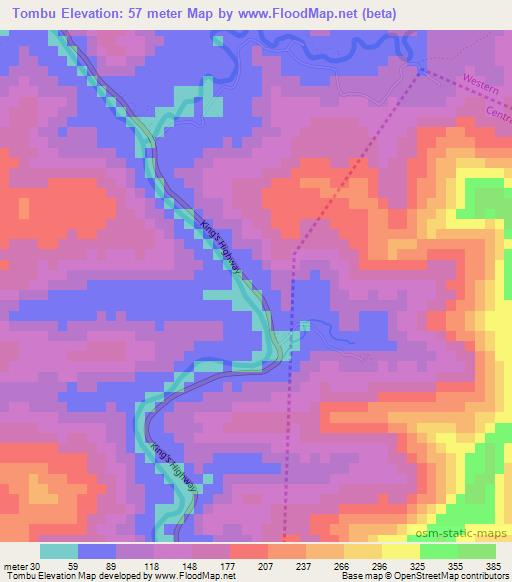 Tombu,Fiji Elevation Map