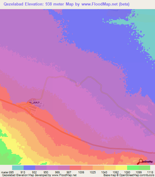 Qezelabad,Iran Elevation Map