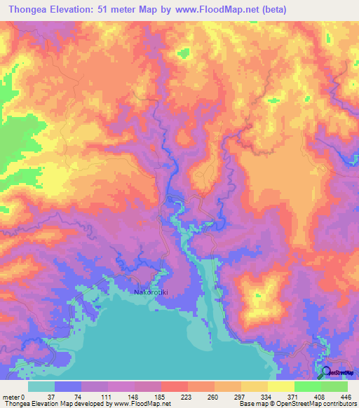 Thongea,Fiji Elevation Map