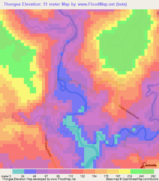 Thongea,Fiji Elevation Map