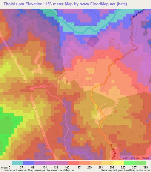 Tholoisuva,Fiji Elevation Map