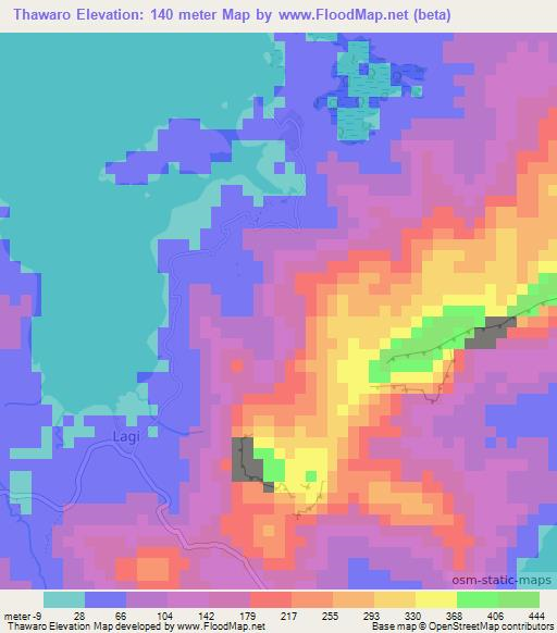 Thawaro,Fiji Elevation Map