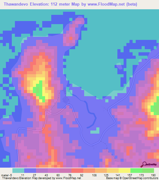 Thawandevo,Fiji Elevation Map