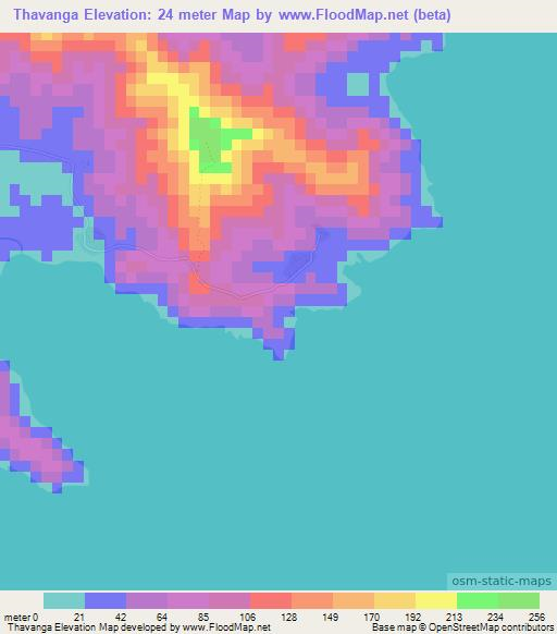 Thavanga,Fiji Elevation Map