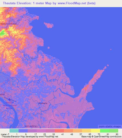 Thautata,Fiji Elevation Map