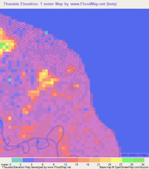 Thautata,Fiji Elevation Map