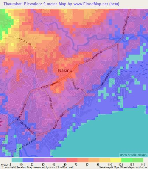 Thaumbati,Fiji Elevation Map