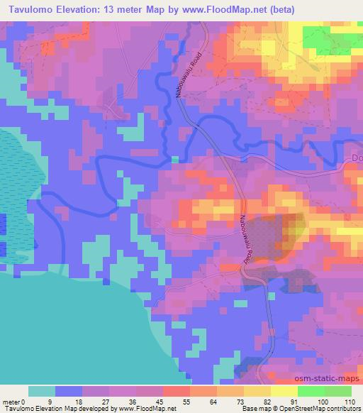 Tavulomo,Fiji Elevation Map