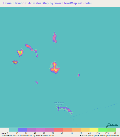Tavua,Fiji Elevation Map
