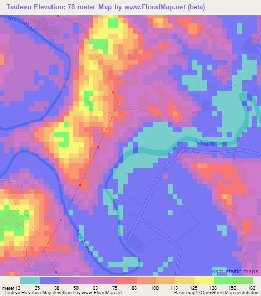 Taulevu,Fiji Elevation Map