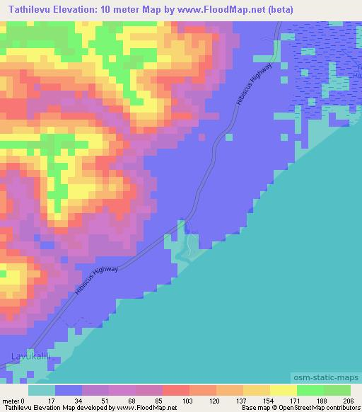 Tathilevu,Fiji Elevation Map