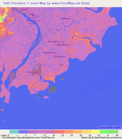 Tathi,Fiji Elevation Map