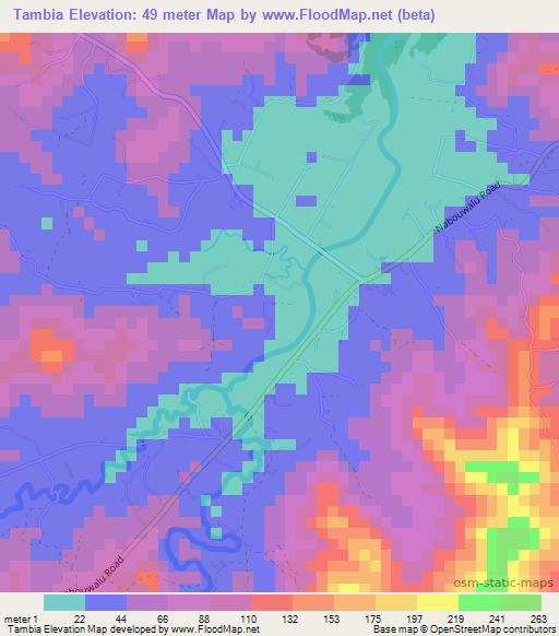 Tambia,Fiji Elevation Map