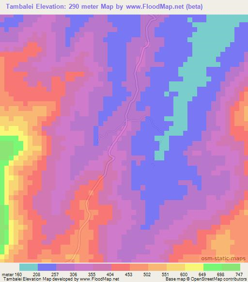 Tambalei,Fiji Elevation Map