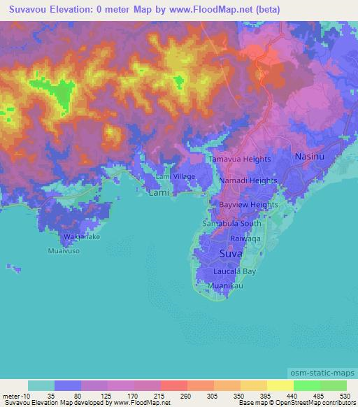 Suvavou,Fiji Elevation Map