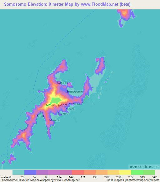 Somosomo,Fiji Elevation Map