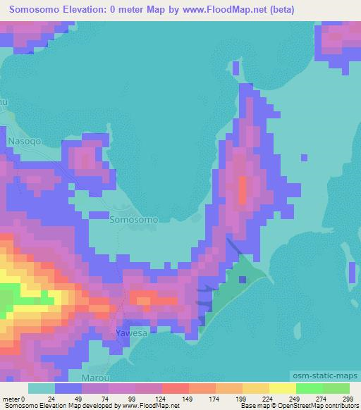 Somosomo,Fiji Elevation Map