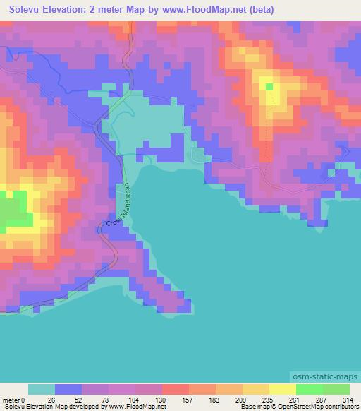 Solevu,Fiji Elevation Map