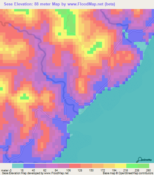 Sese,Fiji Elevation Map