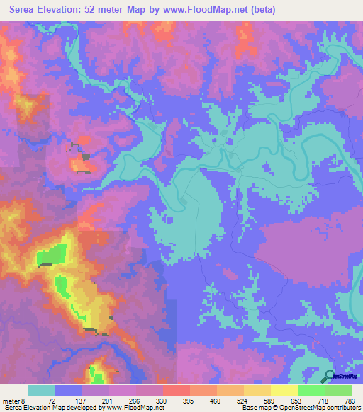 Serea,Fiji Elevation Map