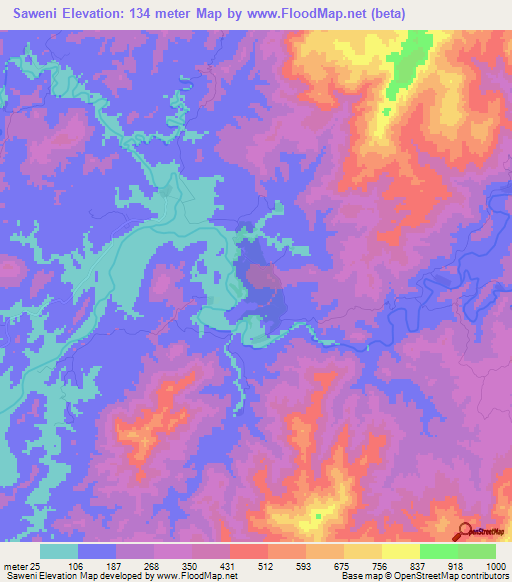 Saweni,Fiji Elevation Map