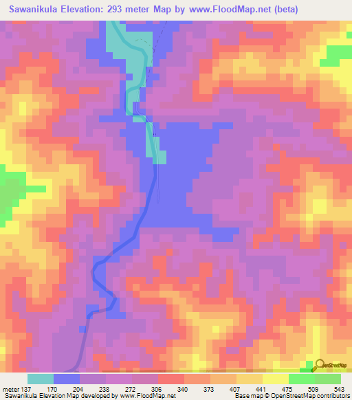 Sawanikula,Fiji Elevation Map