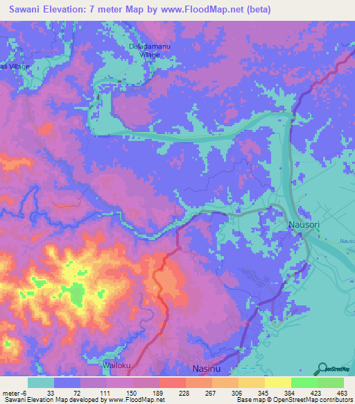 Sawani,Fiji Elevation Map