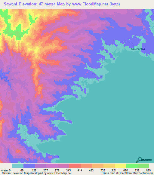 Sawani,Fiji Elevation Map