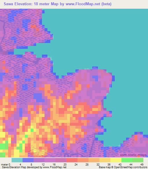Sawa,Fiji Elevation Map
