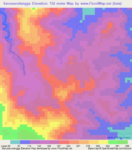 Savusavuitangga,Fiji Elevation Map