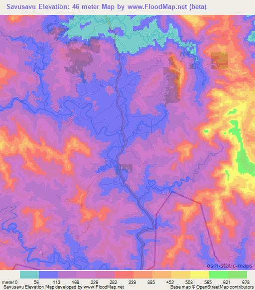 Savusavu,Fiji Elevation Map
