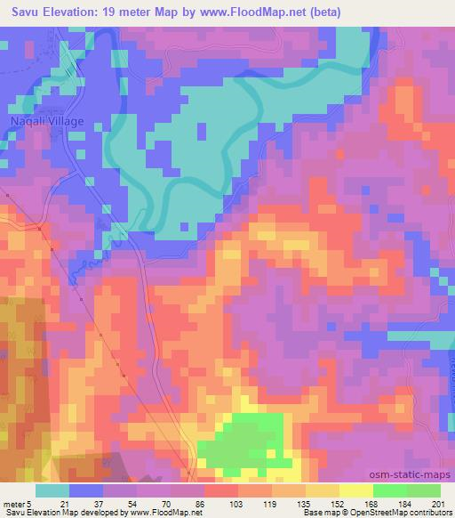 Savu,Fiji Elevation Map