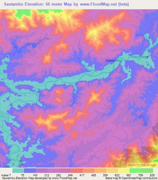Sautambu,Fiji Elevation Map