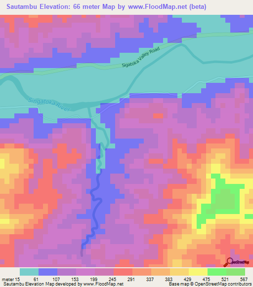Sautambu,Fiji Elevation Map