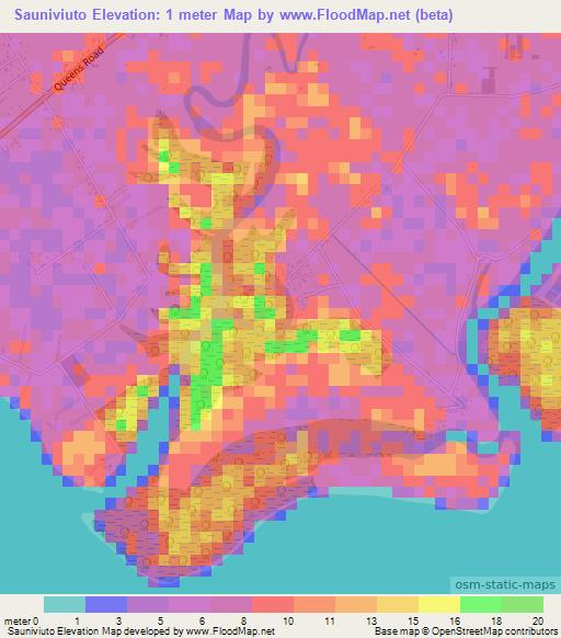 Sauniviuto,Fiji Elevation Map