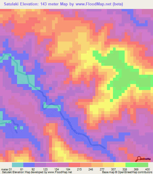 Satulaki,Fiji Elevation Map