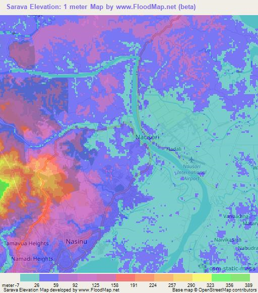 Sarava,Fiji Elevation Map