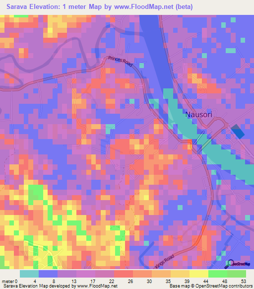 Sarava,Fiji Elevation Map