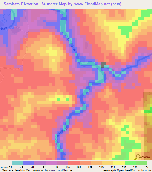 Sambata,Fiji Elevation Map
