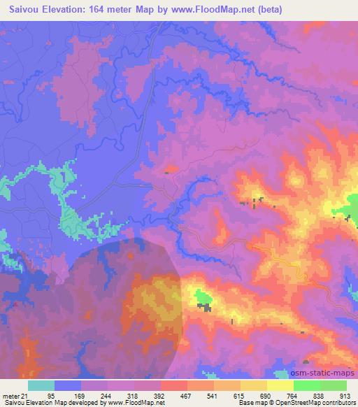 Saivou,Fiji Elevation Map