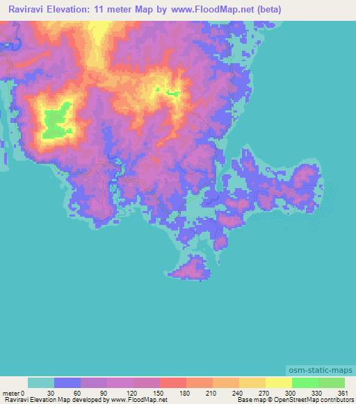 Raviravi,Fiji Elevation Map