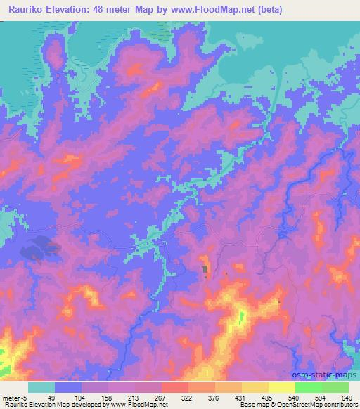 Rauriko,Fiji Elevation Map